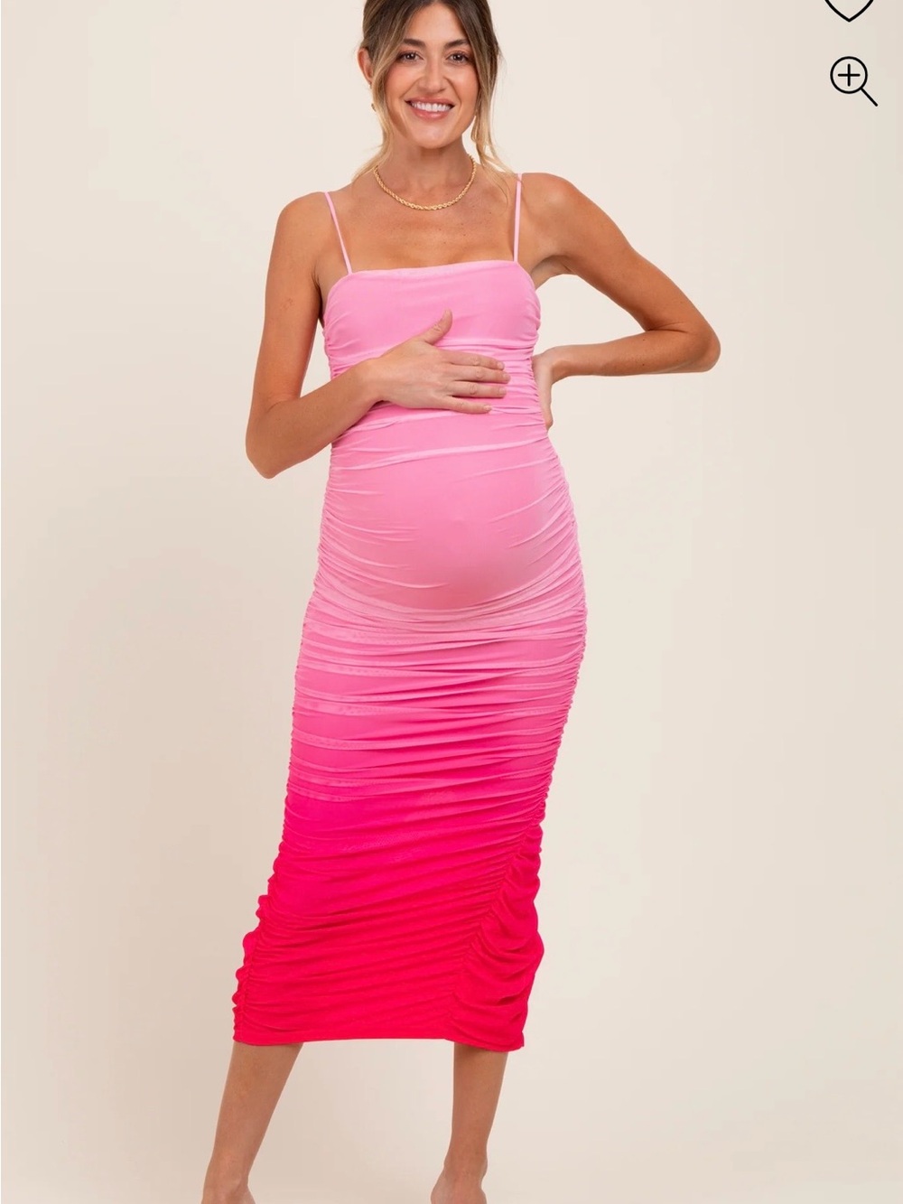 Pink blush M Ombre Ruched Maternity Slip Dress